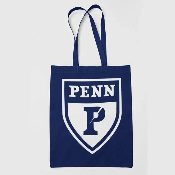 NEW UPenn University Pennsylvania Quakers Logo Canvas Medium Tote Bag NAVY - Picture 1 of 2